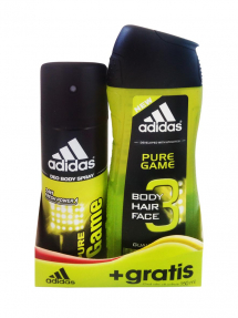 Adidas подарочный набор Pure Game: дезодорант 150мл + гель 250 мл