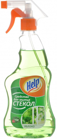 Help средство для мытья стекол. 500г Яблоко с распылителем
